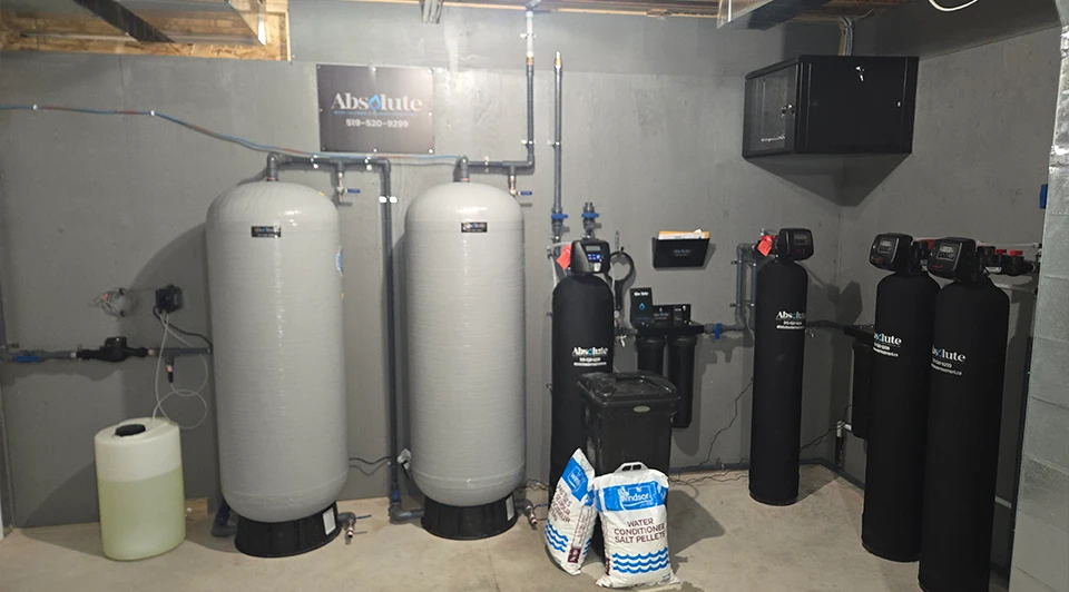 Custom Deluxe multi-stage water treatment system for high-iron well water installed in Belmont, Ontario
